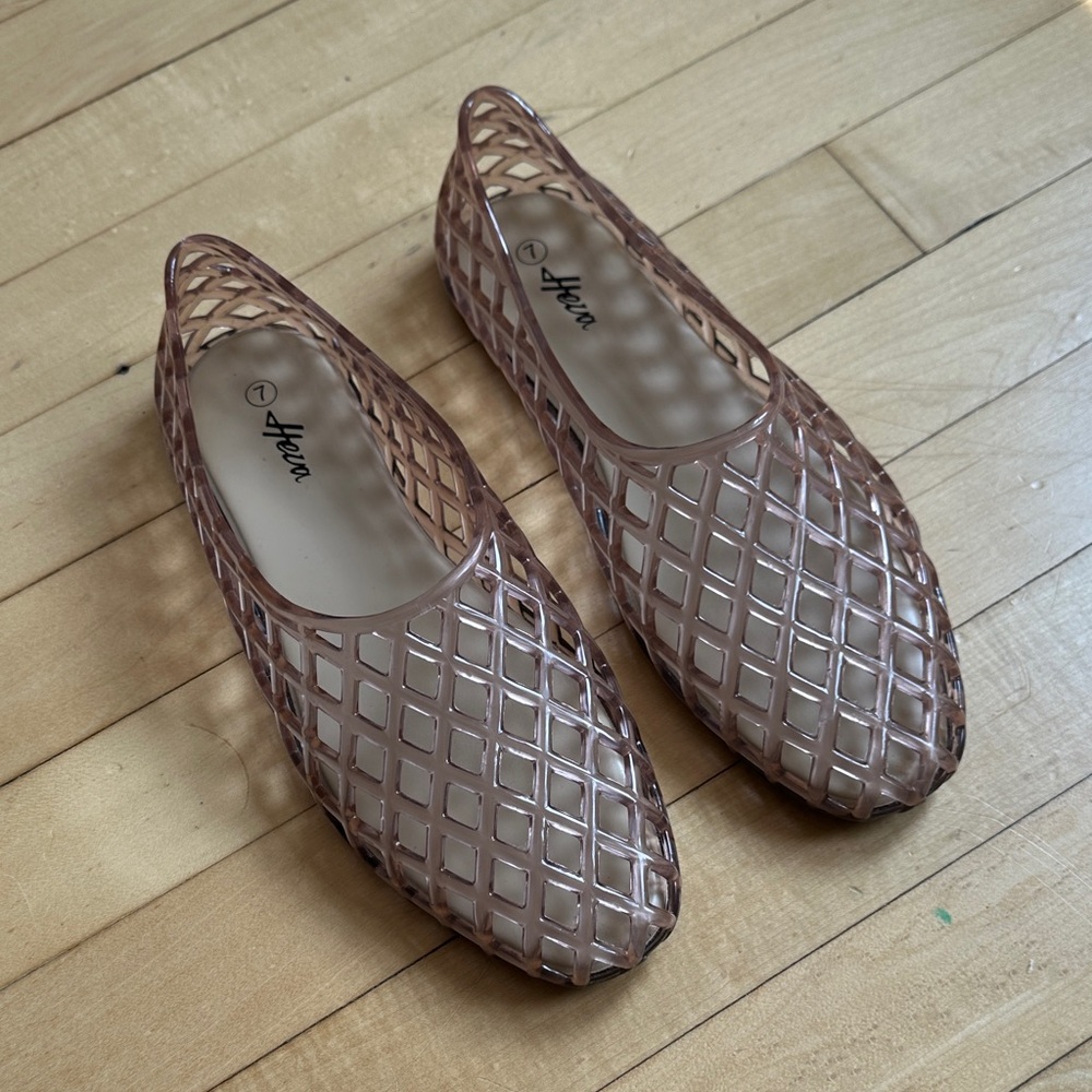 Last Chance! Beige/Pink Jelly Shoes Size 7